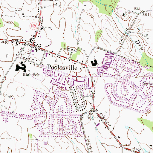 Topographic Map of Town of Poolesville, MD