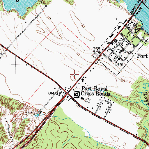Topographic Map of Town of Port Royal, VA