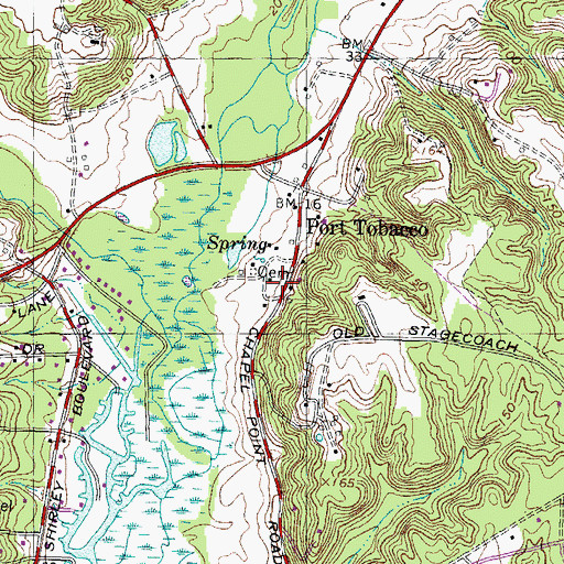 Topographic Map of Town of Port Tobacco Village, MD