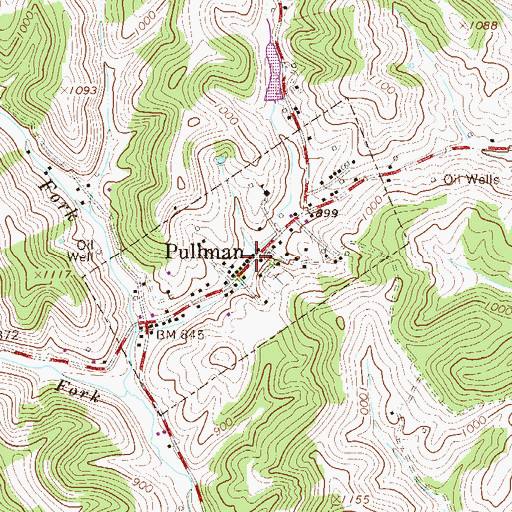 Topographic Map of Town of Pullman, WV