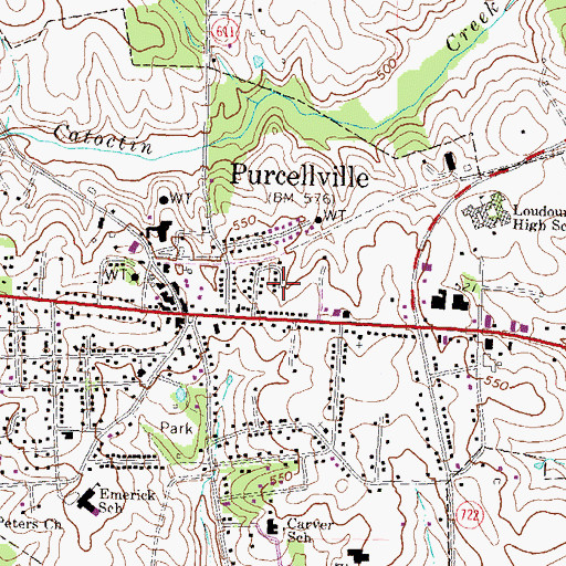 Topographic Map of Town of Purcellville, VA