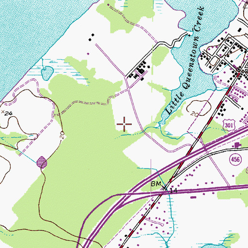 Topographic Map of Town of Queenstown, MD
