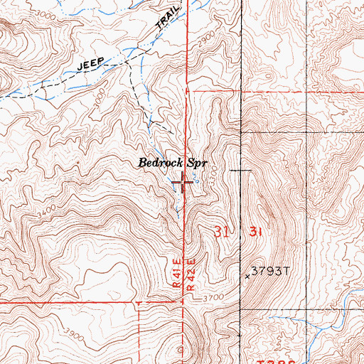 Topographic Map of Bedrock Spring, CA