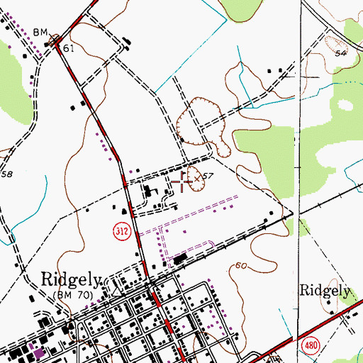 Topographic Map of Town of Ridgely, MD