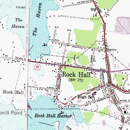 Topographic Map of Town of Rock Hall, MD