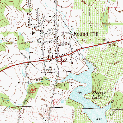 Topographic Map of Town of Round Hill, VA