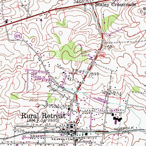 Topographic Map of Town of Rural Retreat, VA