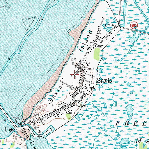 Topographic Map of Town of Saxis, VA