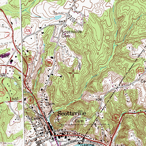 Topographic Map of Town of Scottsville, VA