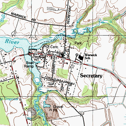 Topographic Map of Town of Secretary, MD