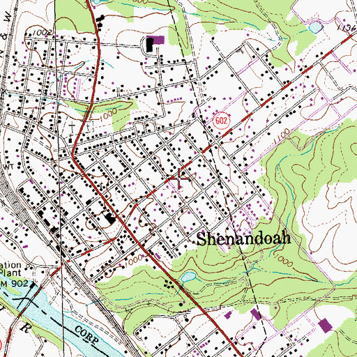 Topographic Map of Town of Shenandoah, VA