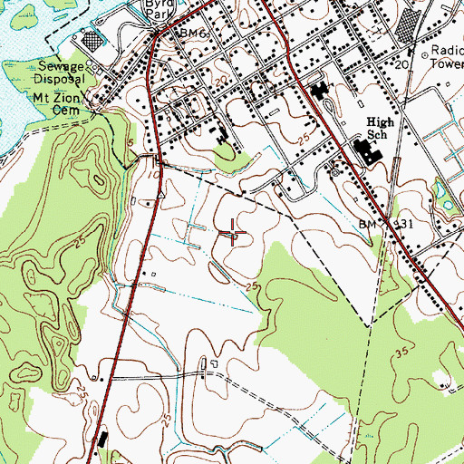 Topographic Map of Town of Snow Hill, MD