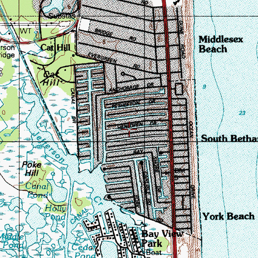 Topographic Map of Town of South Bethany, DE