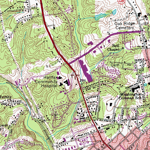 Topographic Map of Town of South Boston, VA