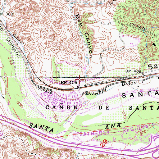 Topographic Map of Bee Canyon, CA