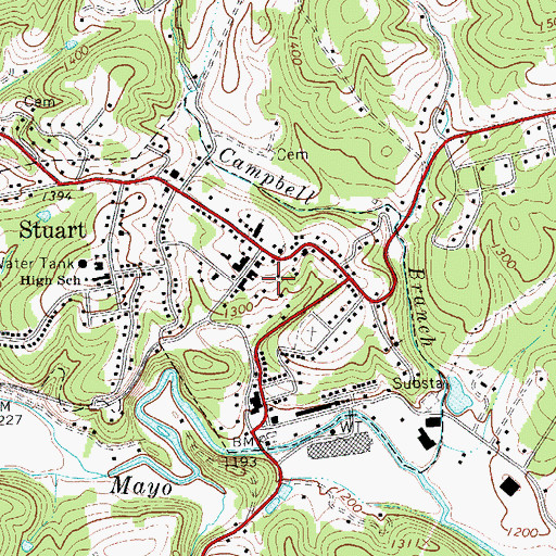 Topographic Map of Town of Stuart, VA