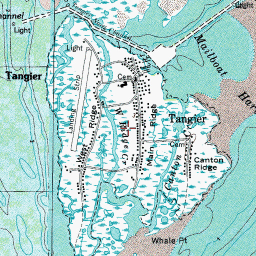 Topographic Map of Town of Tangier, VA