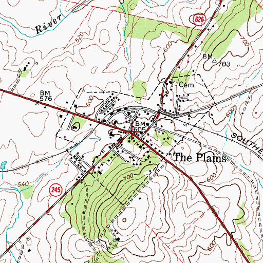 Topographic Map of Town of The Plains, VA