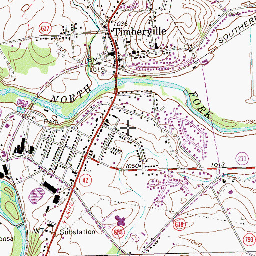 Topographic Map of Town of Timberville, VA