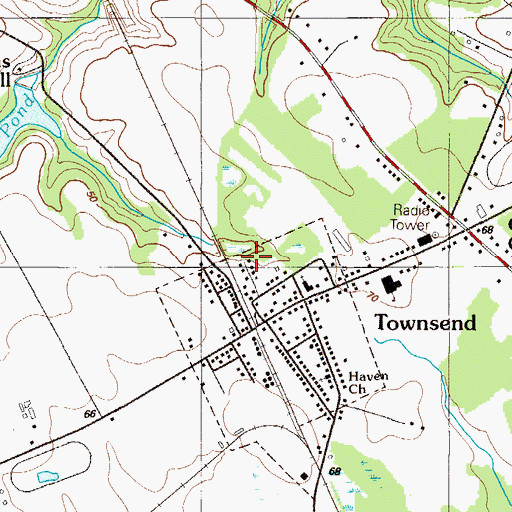 Topographic Map of Town of Townsend, DE