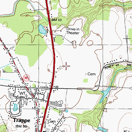 Topographic Map of Town of Trappe, MD