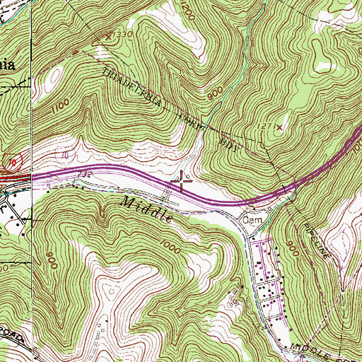 Topographic Map of Town of Triadelphia, WV