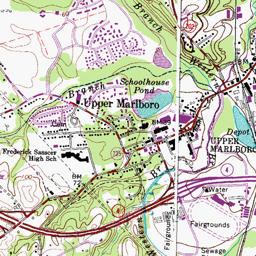 Topographic Map of Town of Upper Marlboro, MD