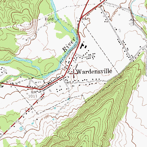 Topographic Map of Town of Wardensville, WV