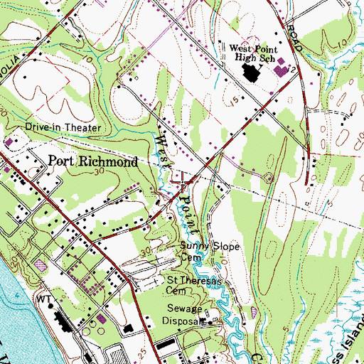 Topographic Map of Town of West Point, VA