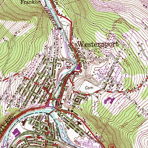 Topographic Map of Town of Westernport, MD