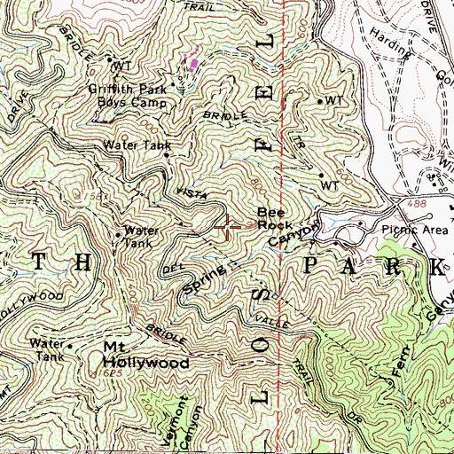 Topographic Map of Bee Rock, CA