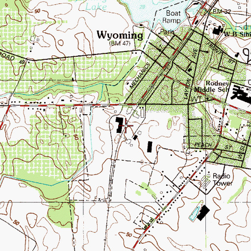 Topographic Map of Town of Wyoming, DE