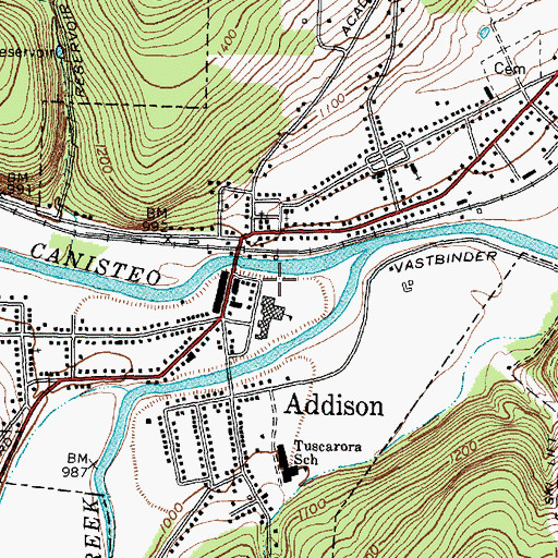 Topographic Map of Village of Addison, NY