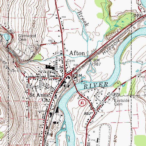 Topographic Map of Village of Afton, NY