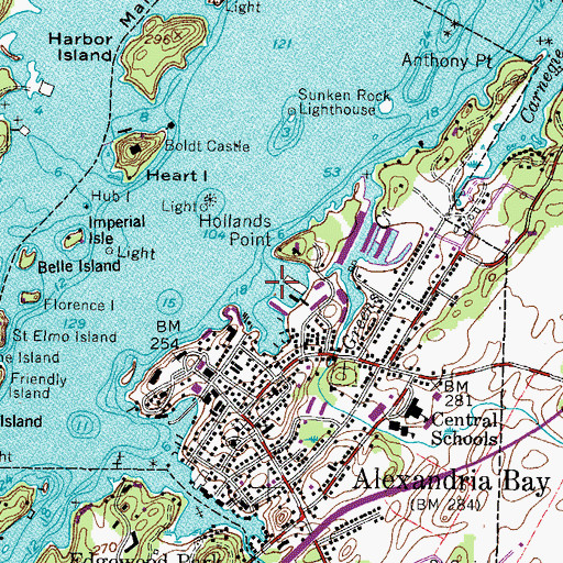 Topographic Map of Village of Alexandria Bay, NY