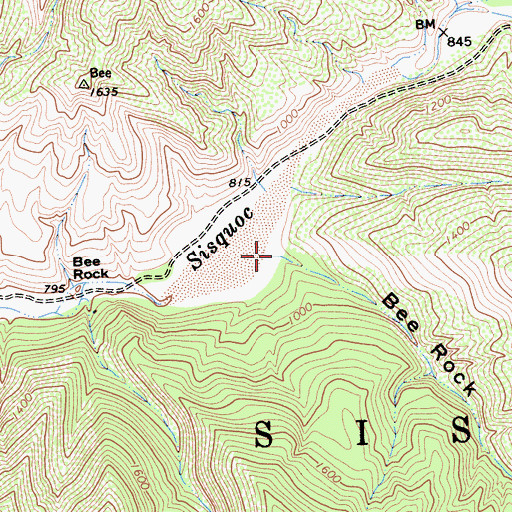 Topographic Map of Bee Rock Canyon, CA