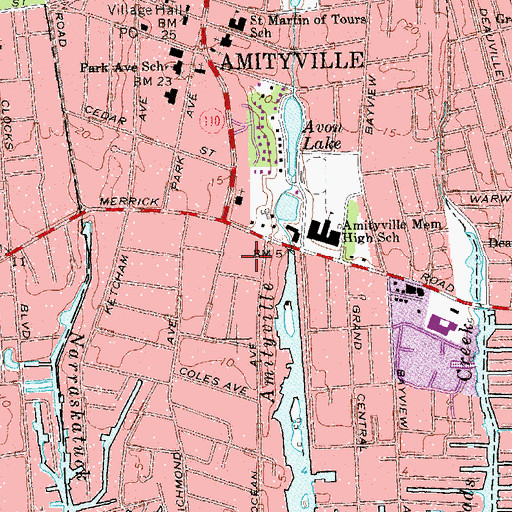 Topographic Map of Village of Amityville, NY