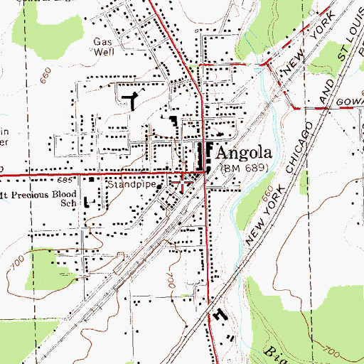 Topographic Map of Village of Angola, NY