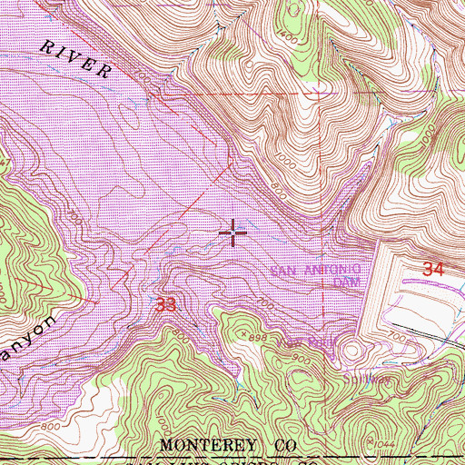 Topographic Map of Bee Rock Canyon, CA