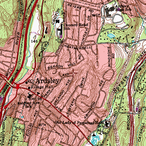 Topographic Map of Village of Ardsley, NY