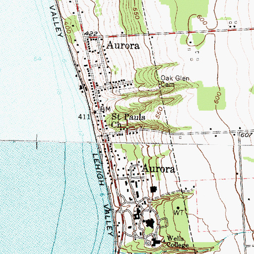 Topographic Map of Village of Aurora, NY