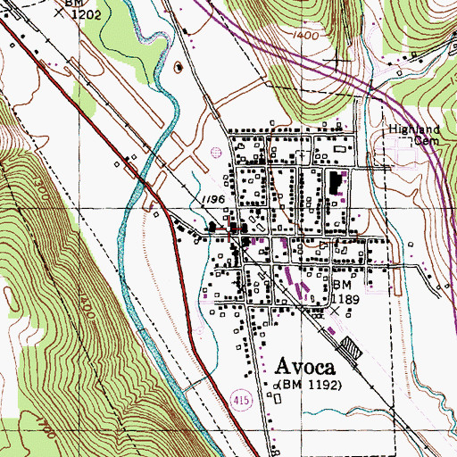 Topographic Map of Village of Avoca, NY