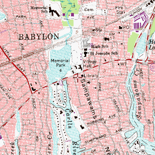 Topographic Map of Village of Babylon, NY