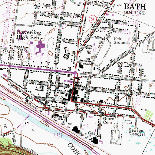 Topographic Map of Village of Bath, NY