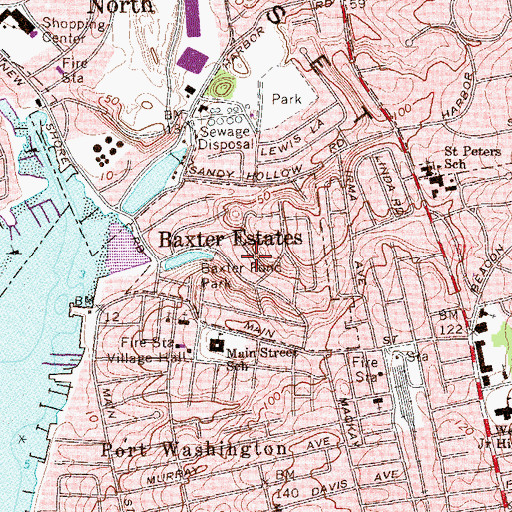 Topographic Map of Village of Baxter Estates, NY