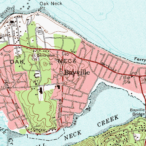 Topographic Map of Village of Bayville, NY
