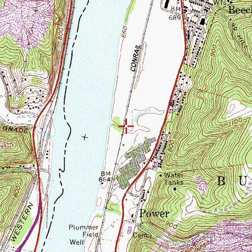 Topographic Map of Village of Beech Bottom, WV