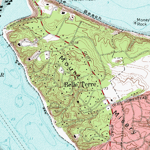 Topographic Map of Village of Belle Terre, NY