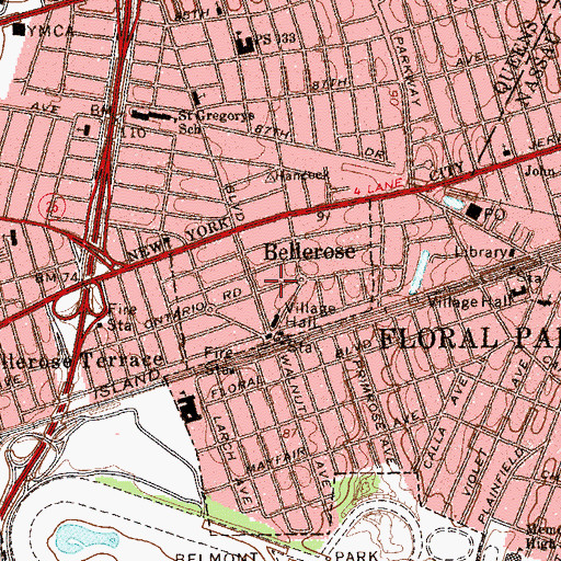 Topographic Map of Village of Bellerose, NY