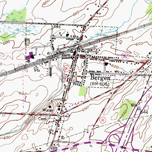 Topographic Map of Village of Bergen, NY